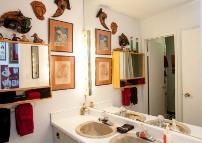 Double sinks in Red Room washroom at Hidden-Valley-bed-and-breakfast