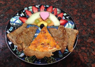 Quiche, Toast & Fruit