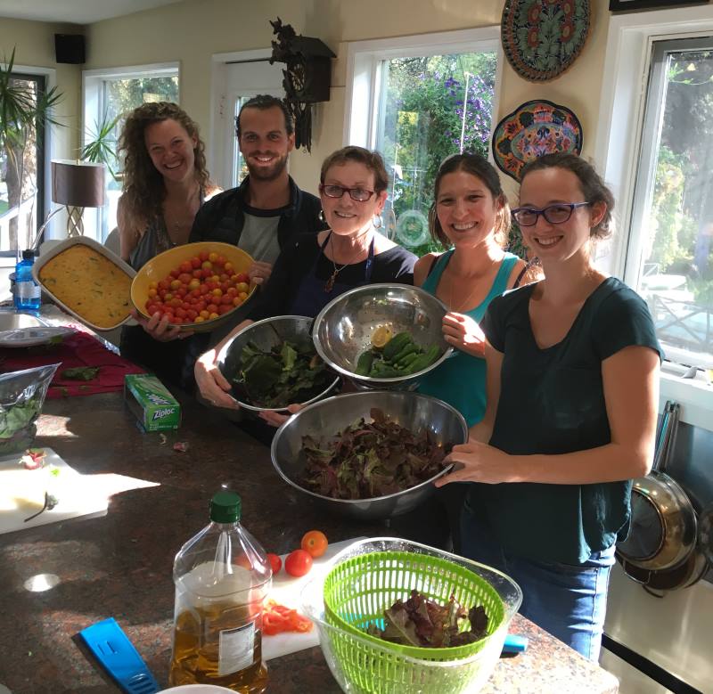 Friends and Family Helping with the Vegetable Harvest