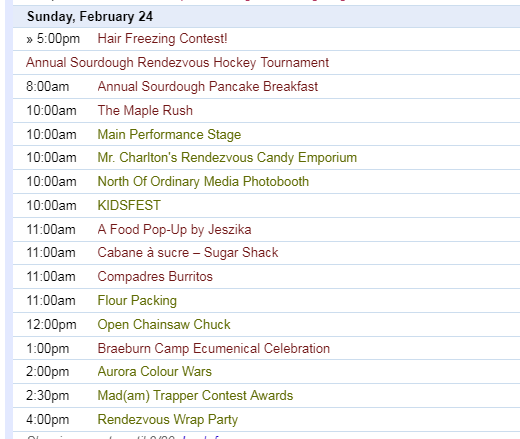 Sunday February 24 Events - Yukon Sourdough Rendezvous